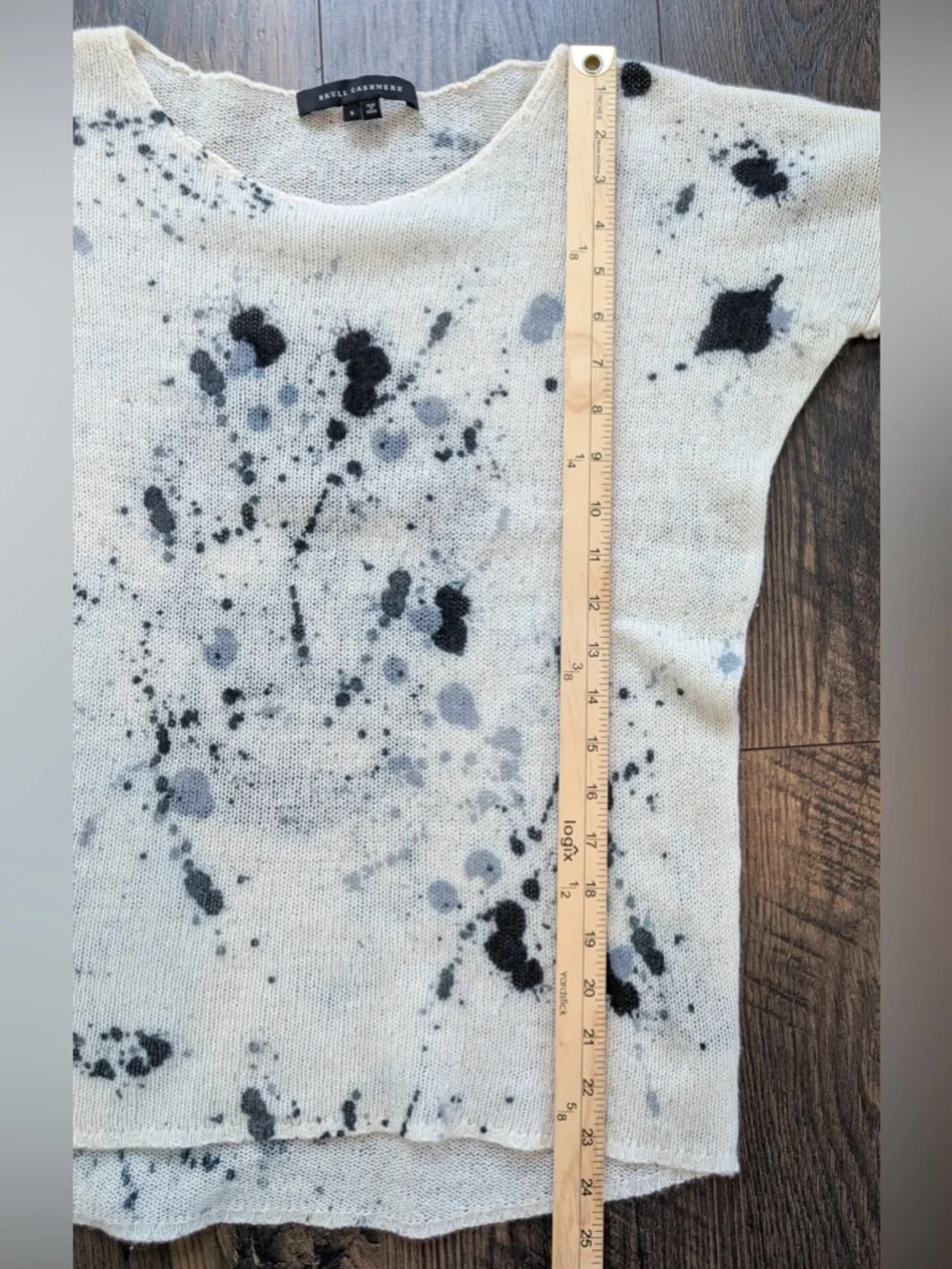 Skull Cashmere Women’s Off White 100% Cashmere Skull Paint Splatter Sz Small